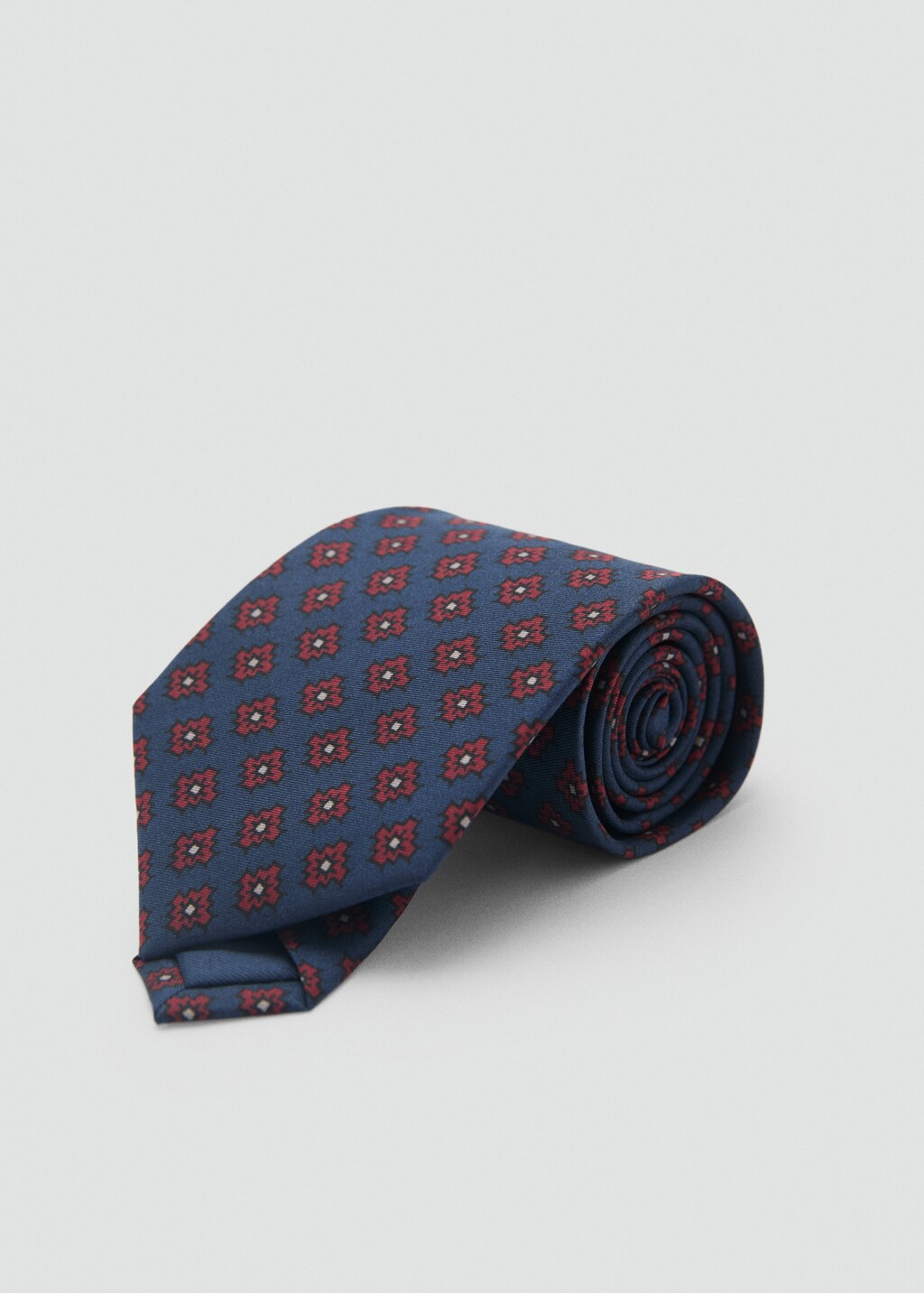 Geometric patterned silk tie - Dark Navy