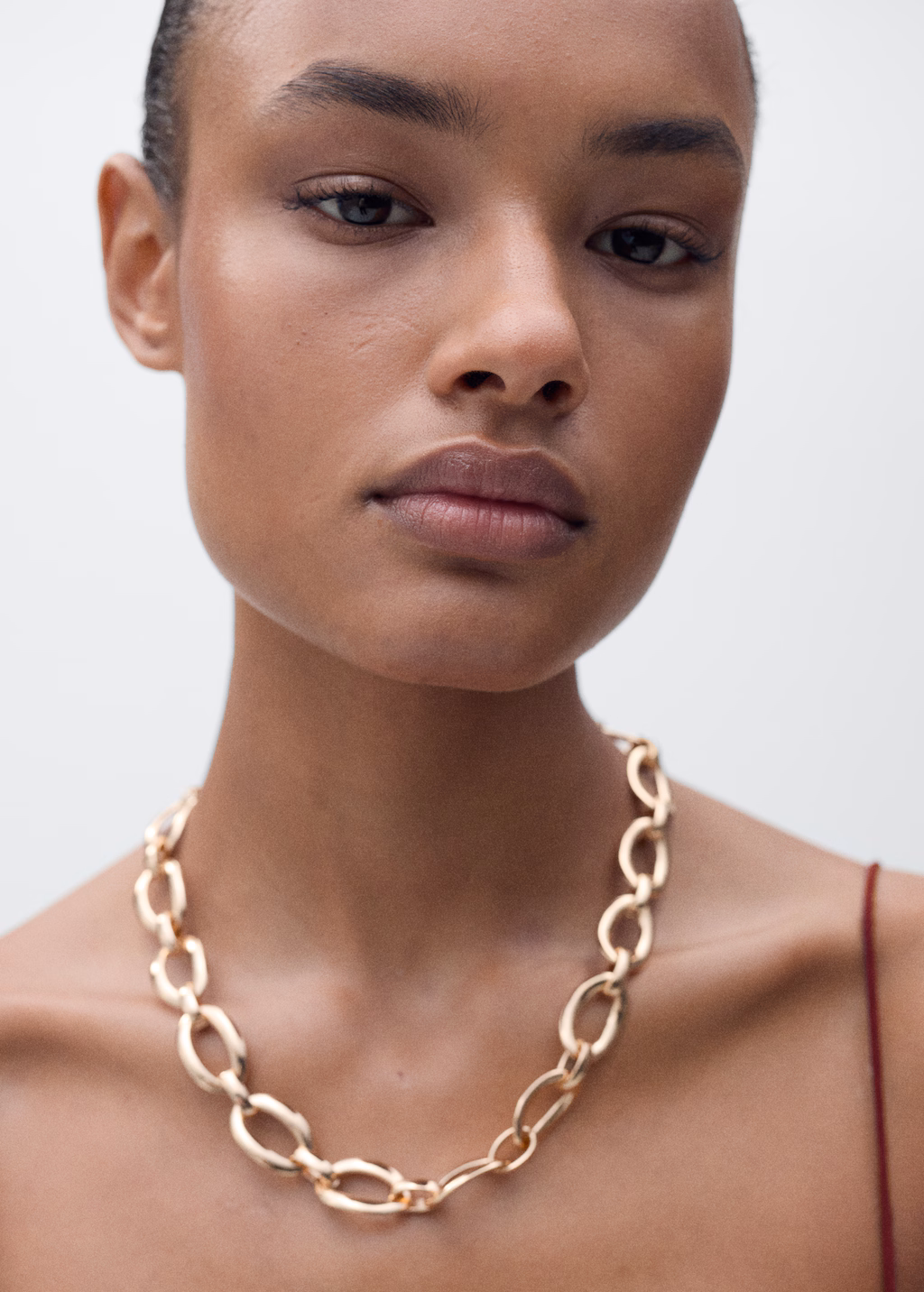 Chiffon dress with ruffle detail - Burgundy