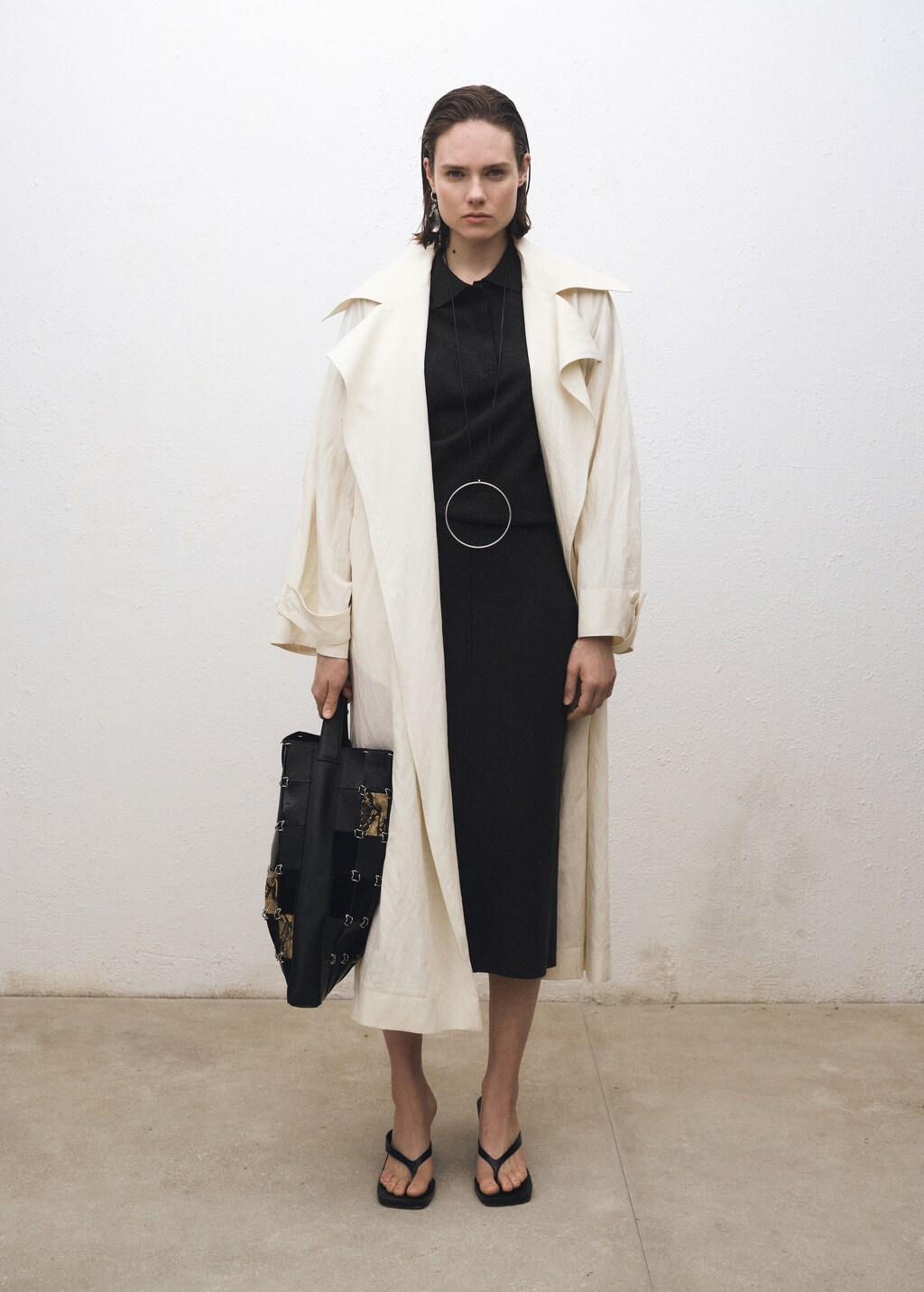 Wool-blend polo-neck sweater - Charcoal