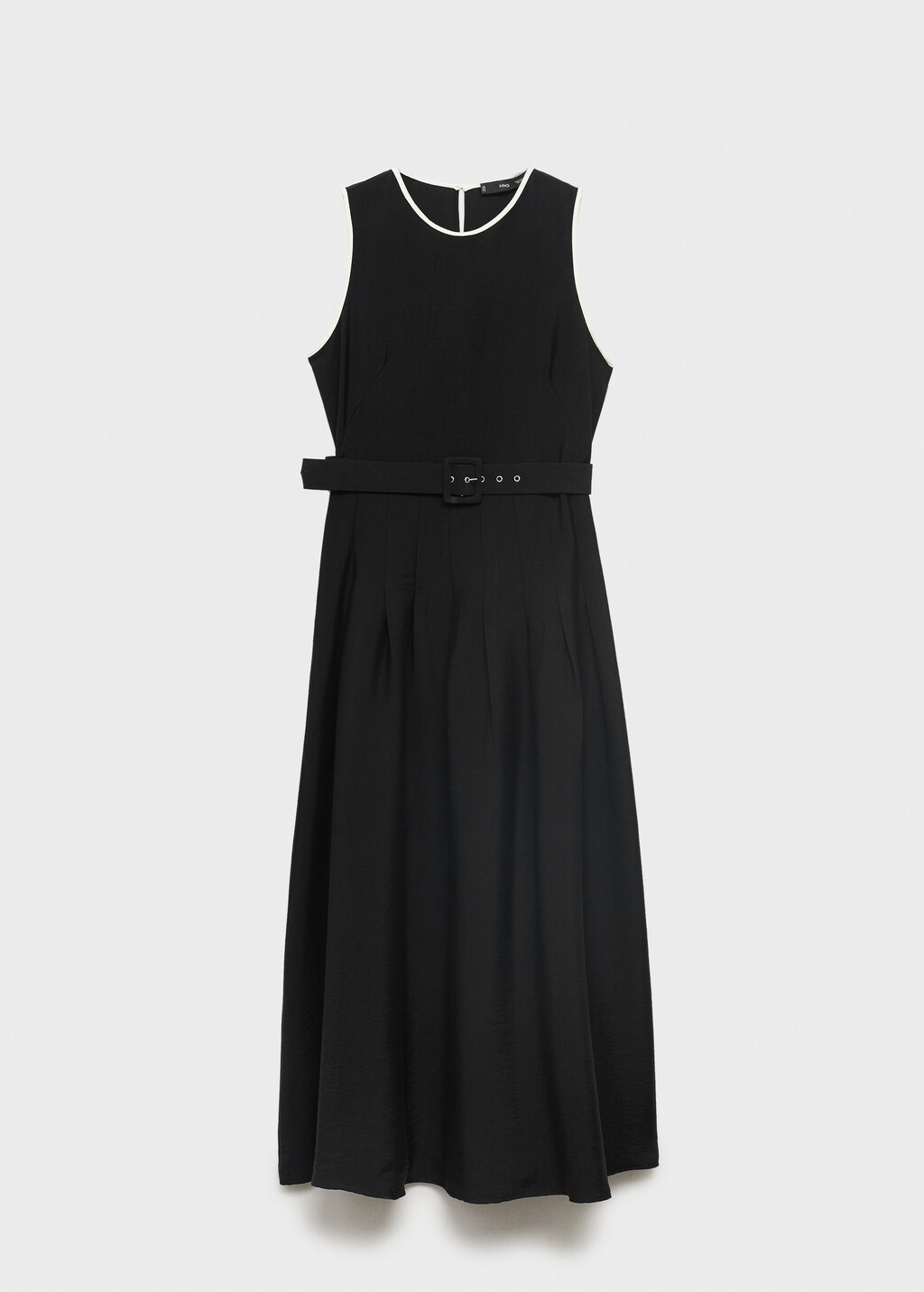 Flared midi-dress with belt - Black