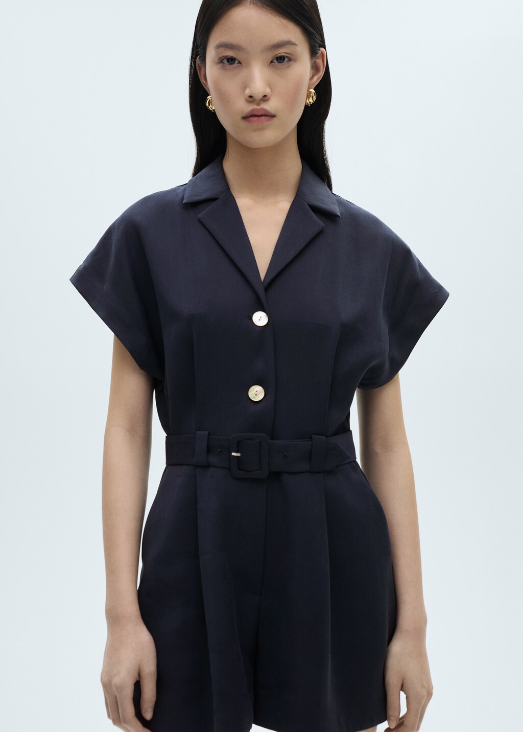 Belt short jumpsuit - Red