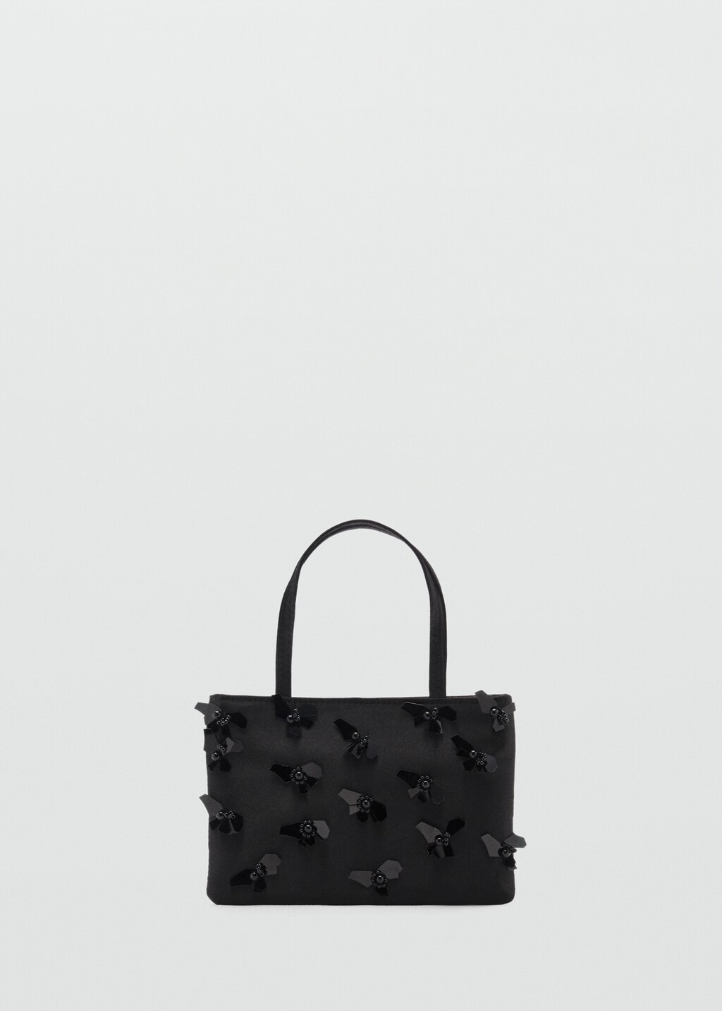 Handbag with flower appliqué - Black