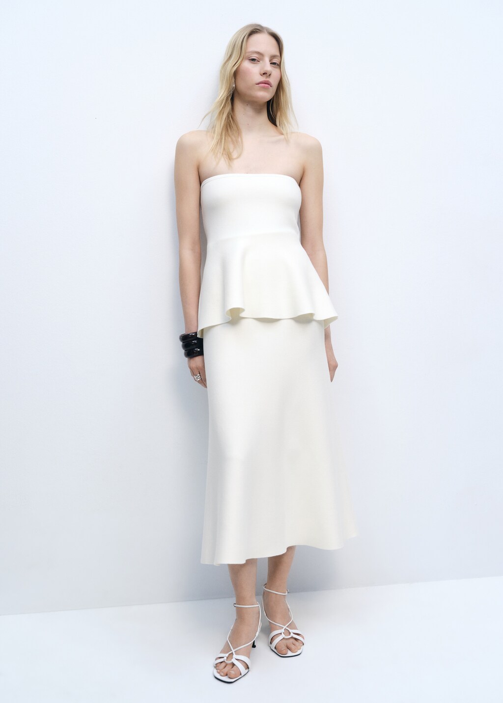 A-line knitted bandeau top - Black