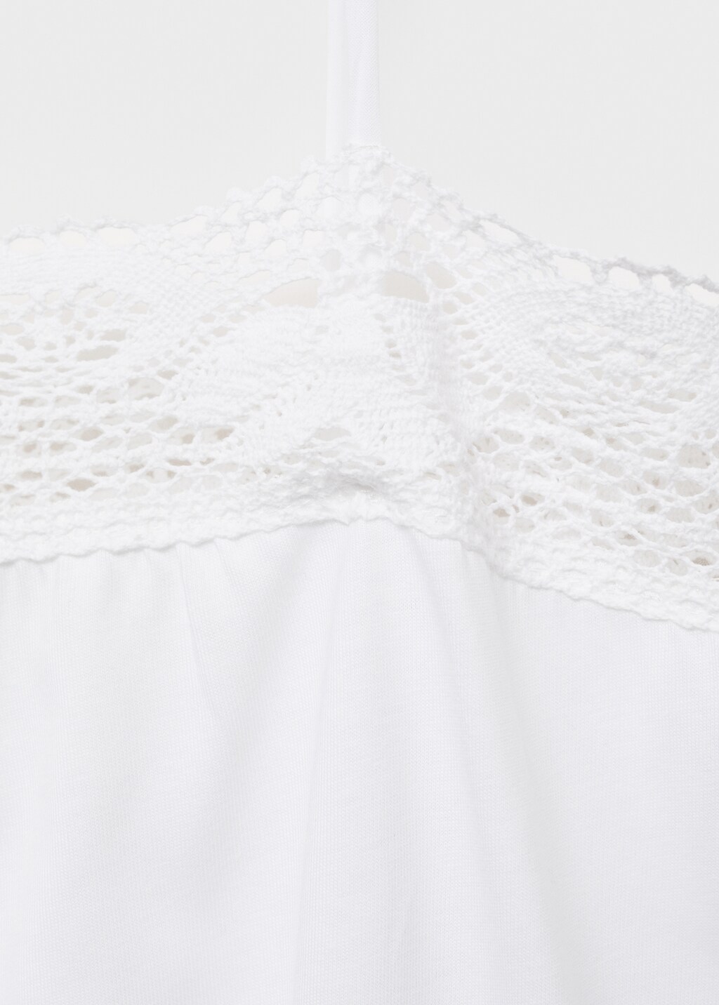Cotton nightgown with lace detail - White