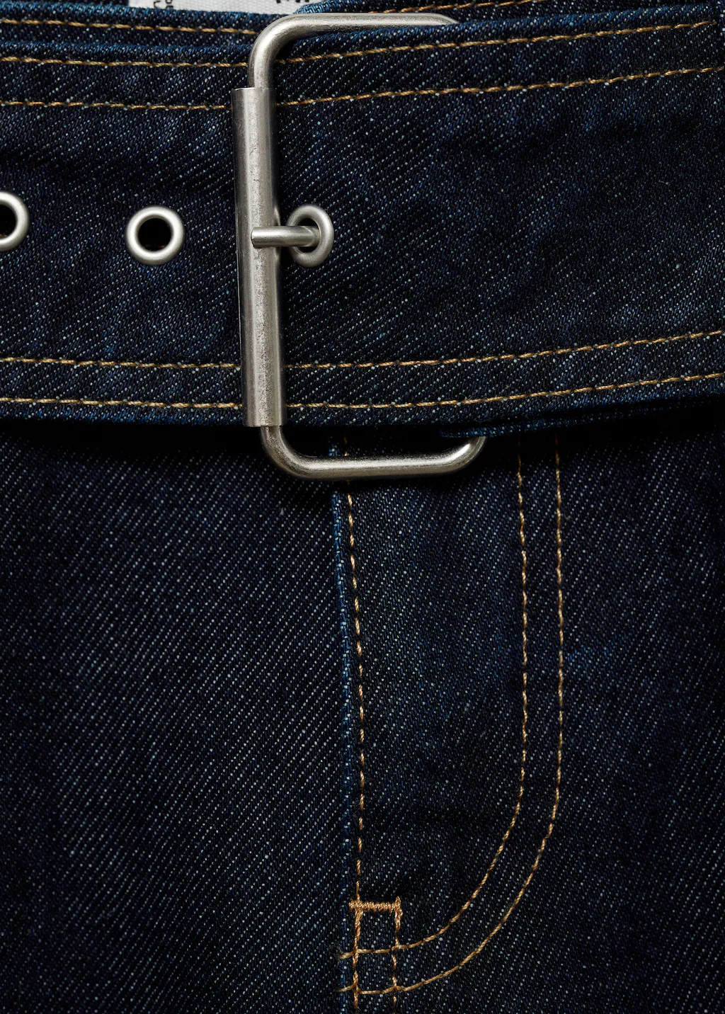 Low-rise straight jeans with belt - Open Blue