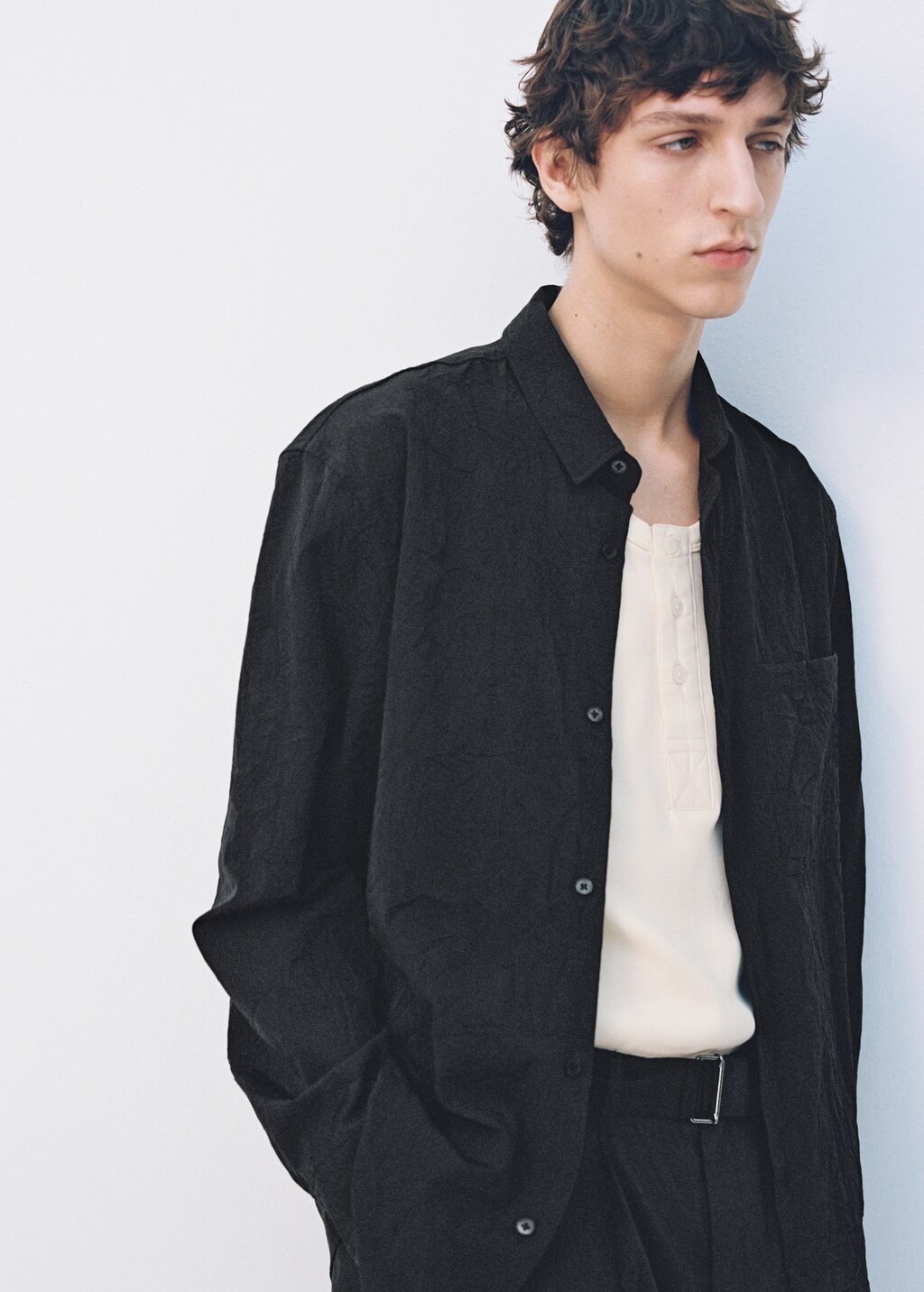 Creased-effect shirt - Black