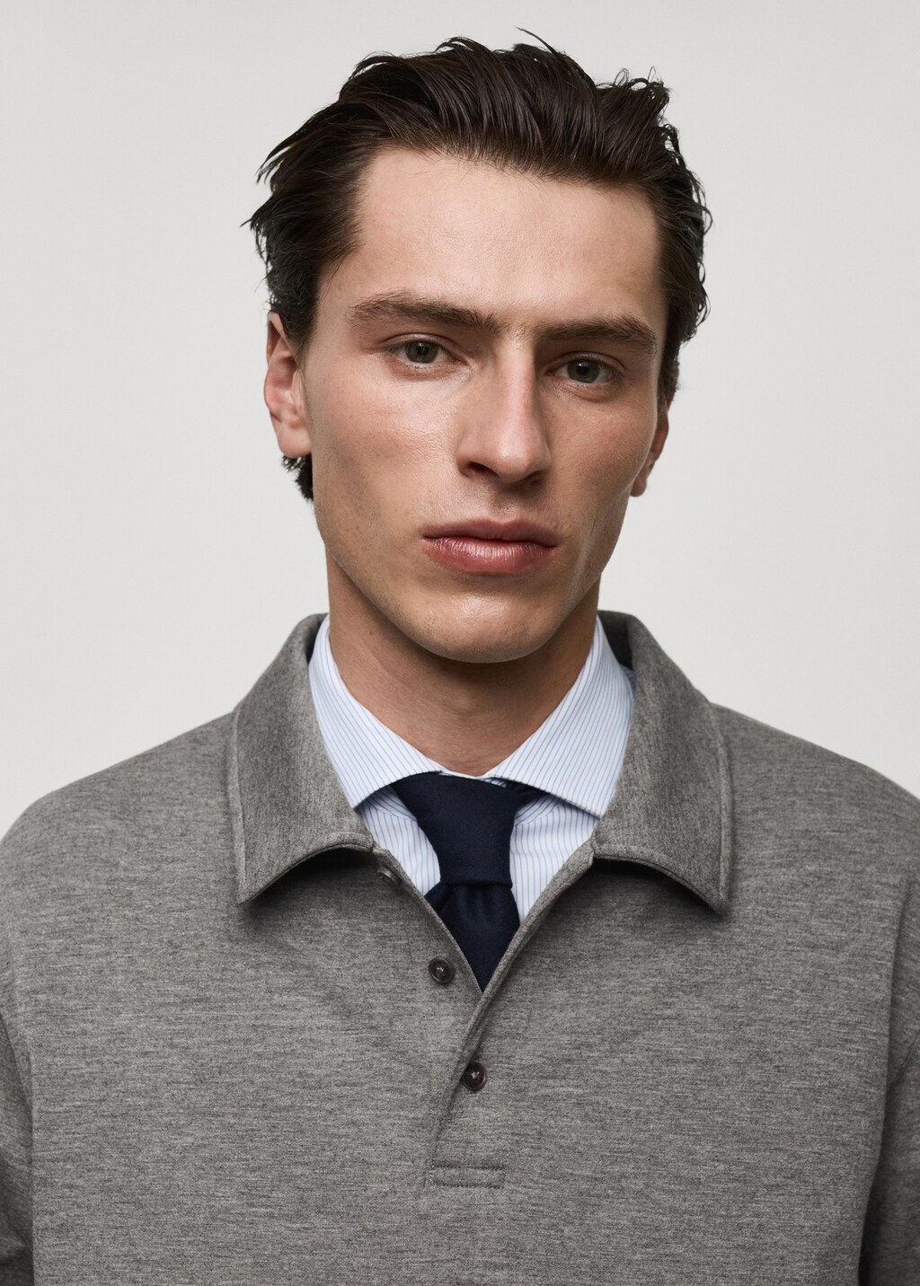 Regular-fit polo sweatshirt - Charcoal