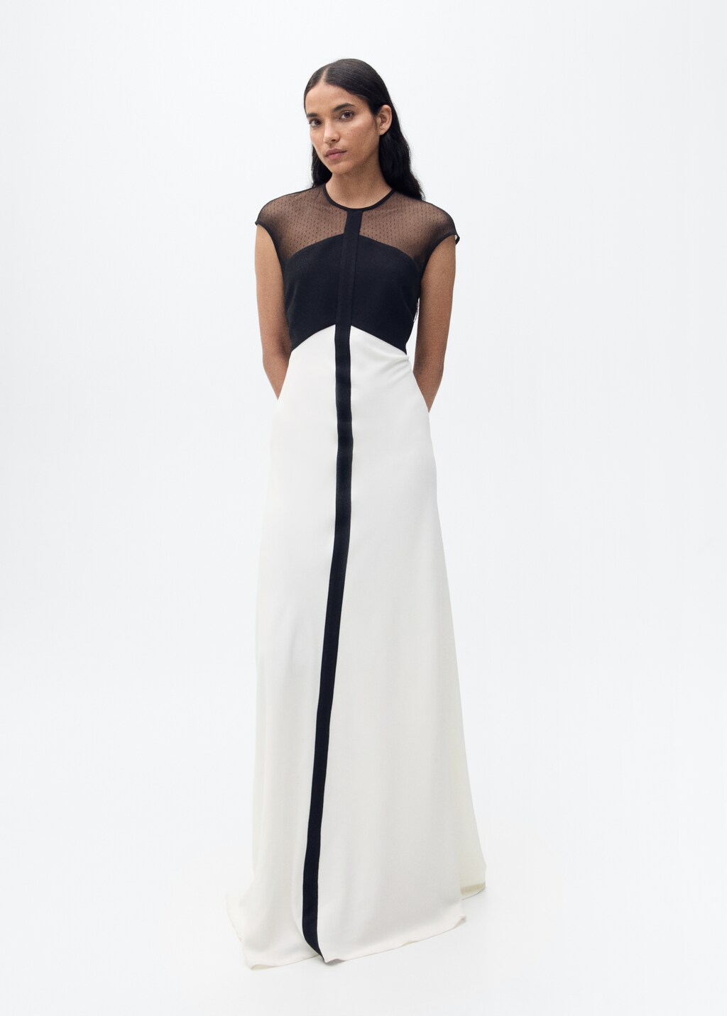 Two-tone panel dress - Off White
