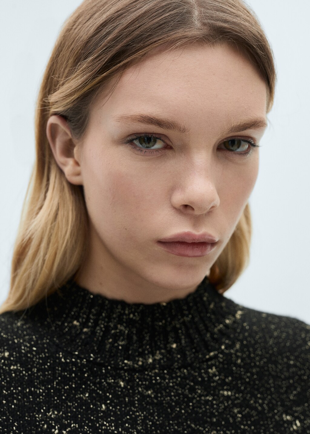 Lurex sweater with perkins neck - Black