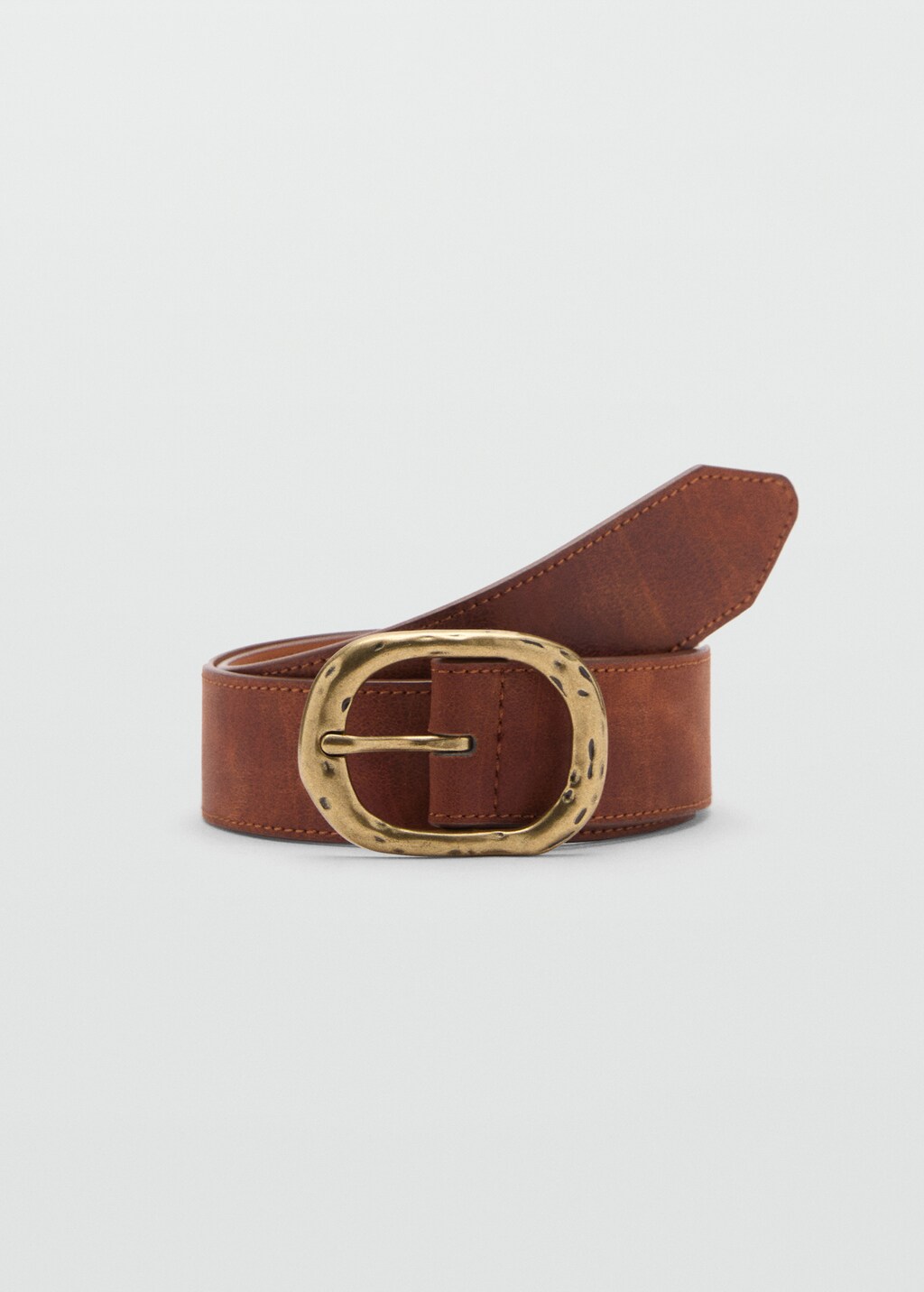 Textured belt with buckle - Brown