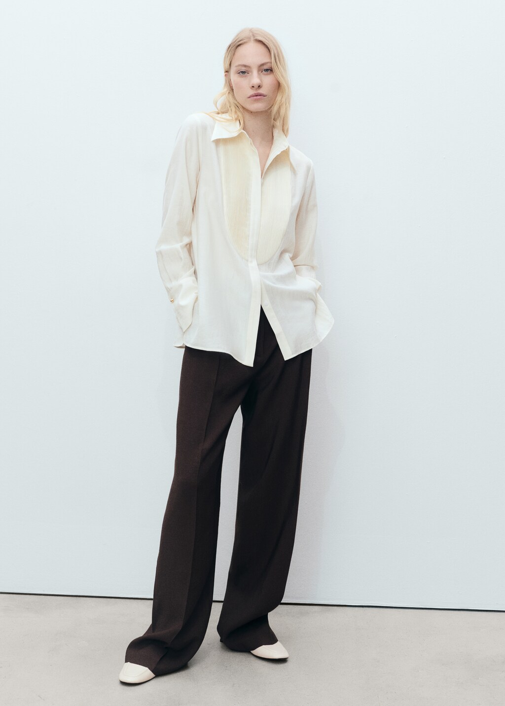 Fluid skirt with contrasting panel - Off White