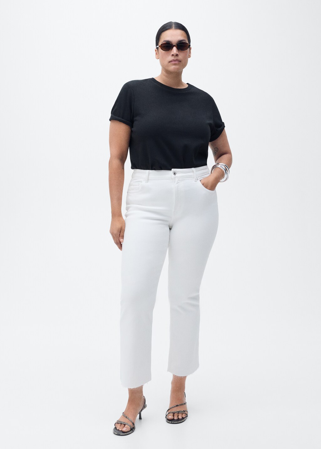 Sienna waxed flared cropped jeans - Black