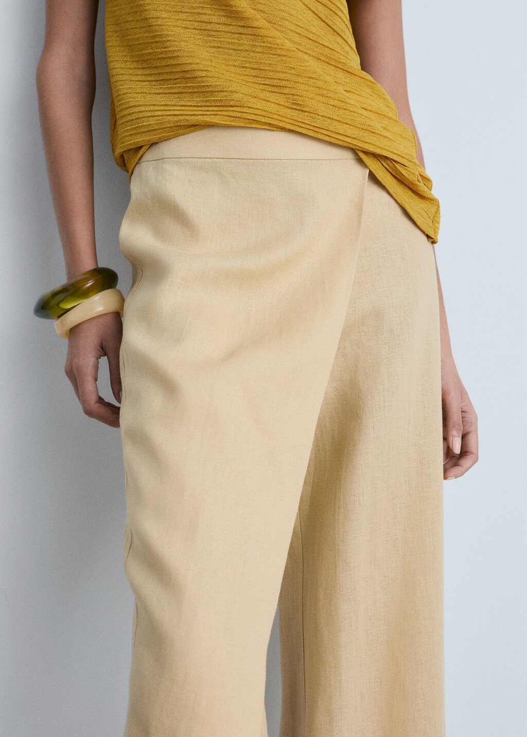 Linen crossover trousers - Sand
