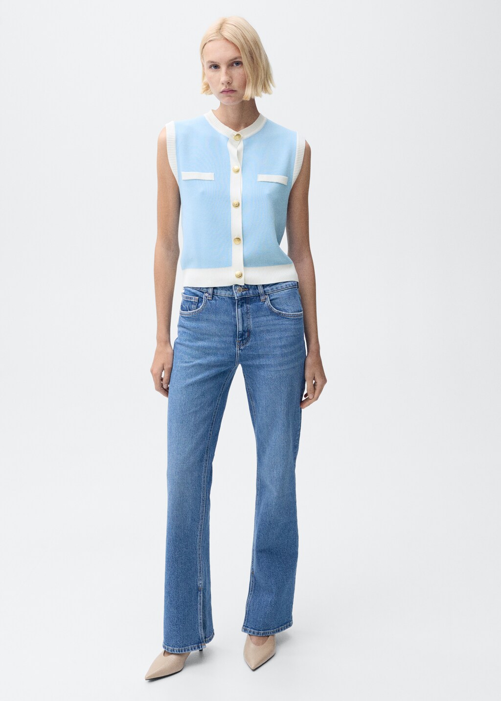 Knitted waistcoat with contrast piping - Black