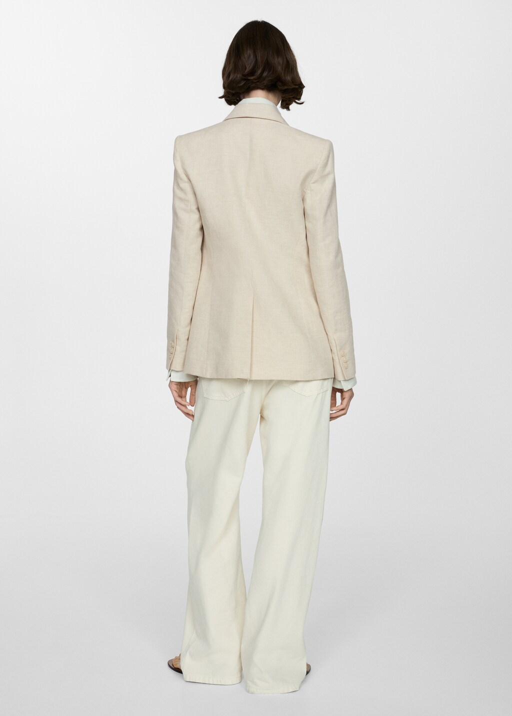 Houndstooth linen jacket - Light Heather Grey