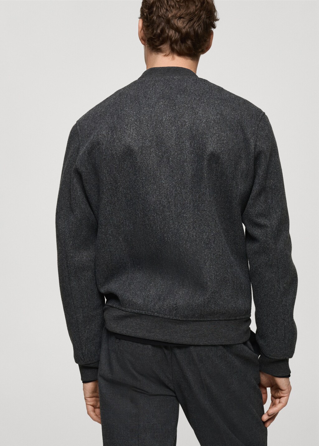 Regular-fit flannel bomber jacket - Dark Heather Grey