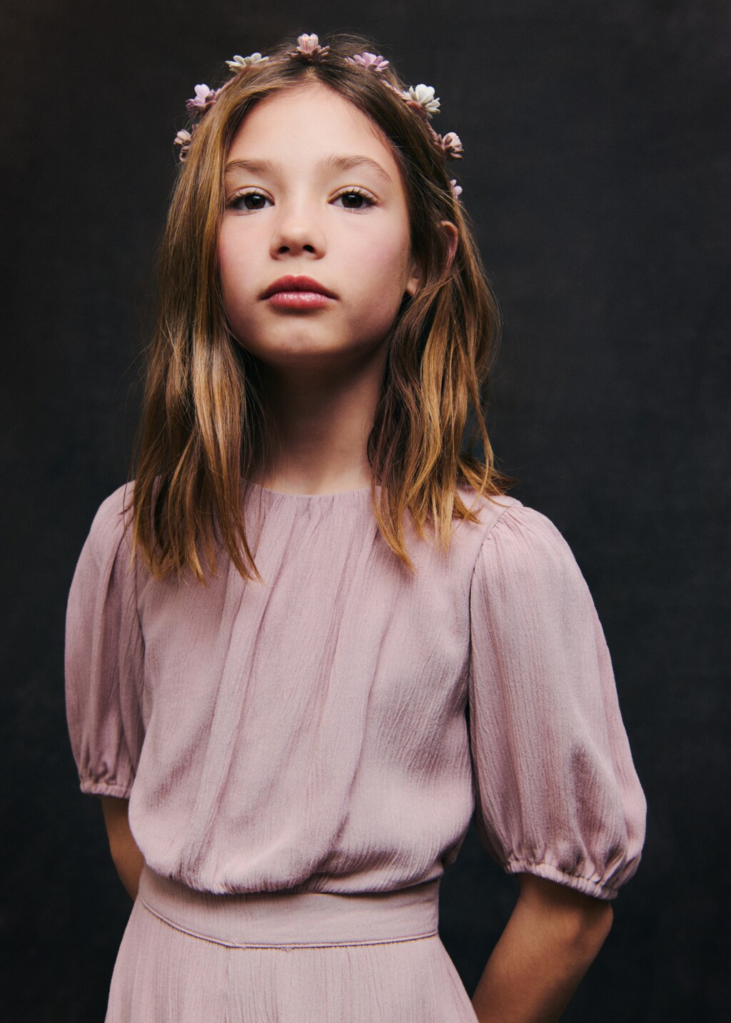 Tie closure flower hairband - Pale Pink