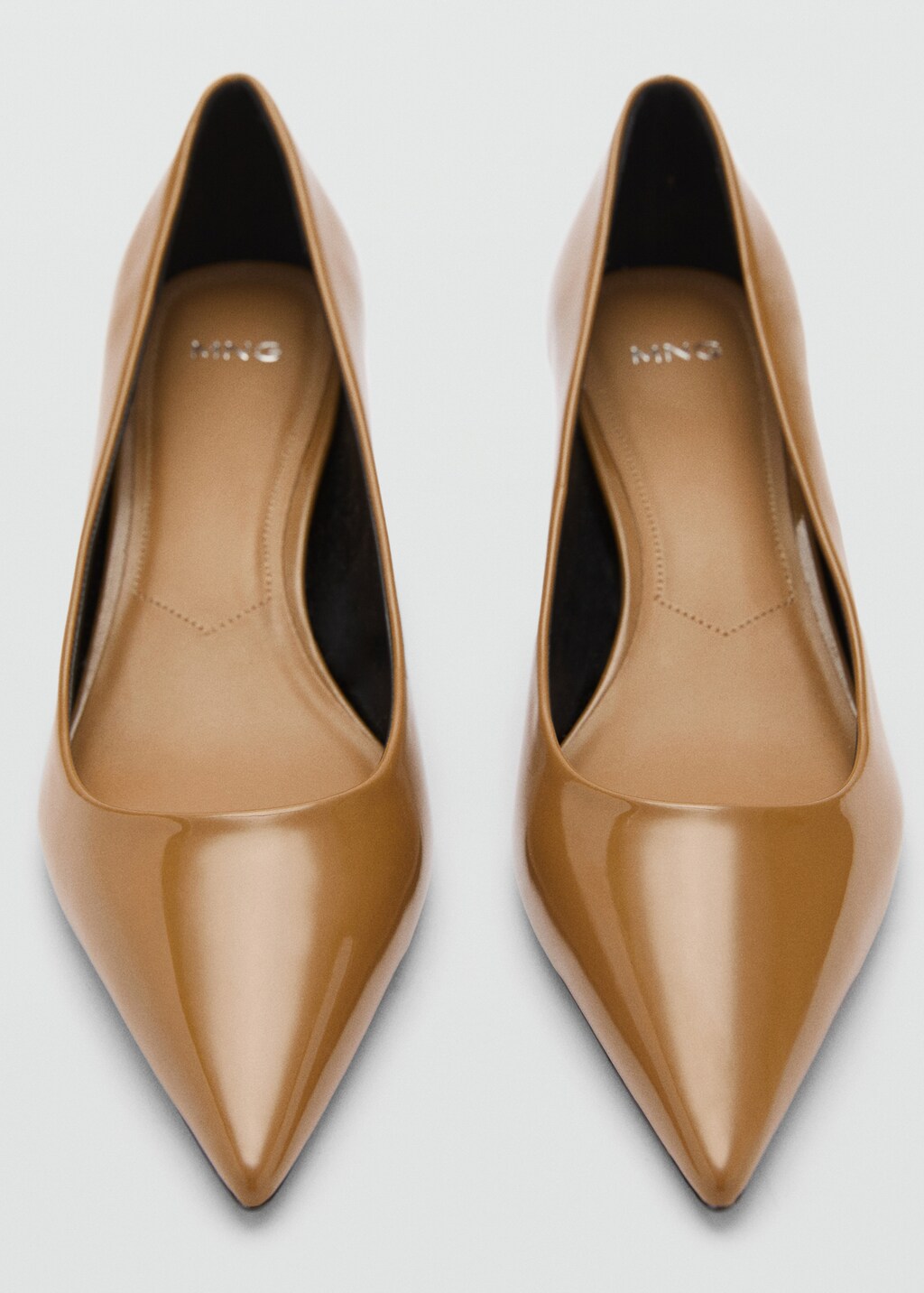 Kitten-heel pointed-toe shoes with patent leather effect - Burgundy