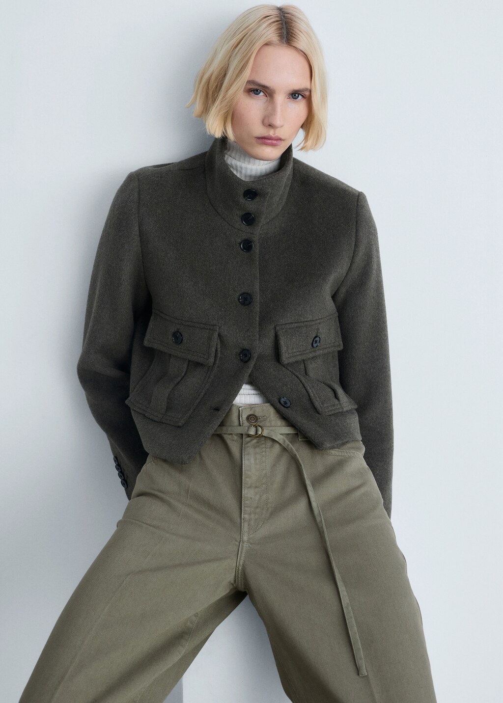 Wideleg jeans with belt - Dark Blue