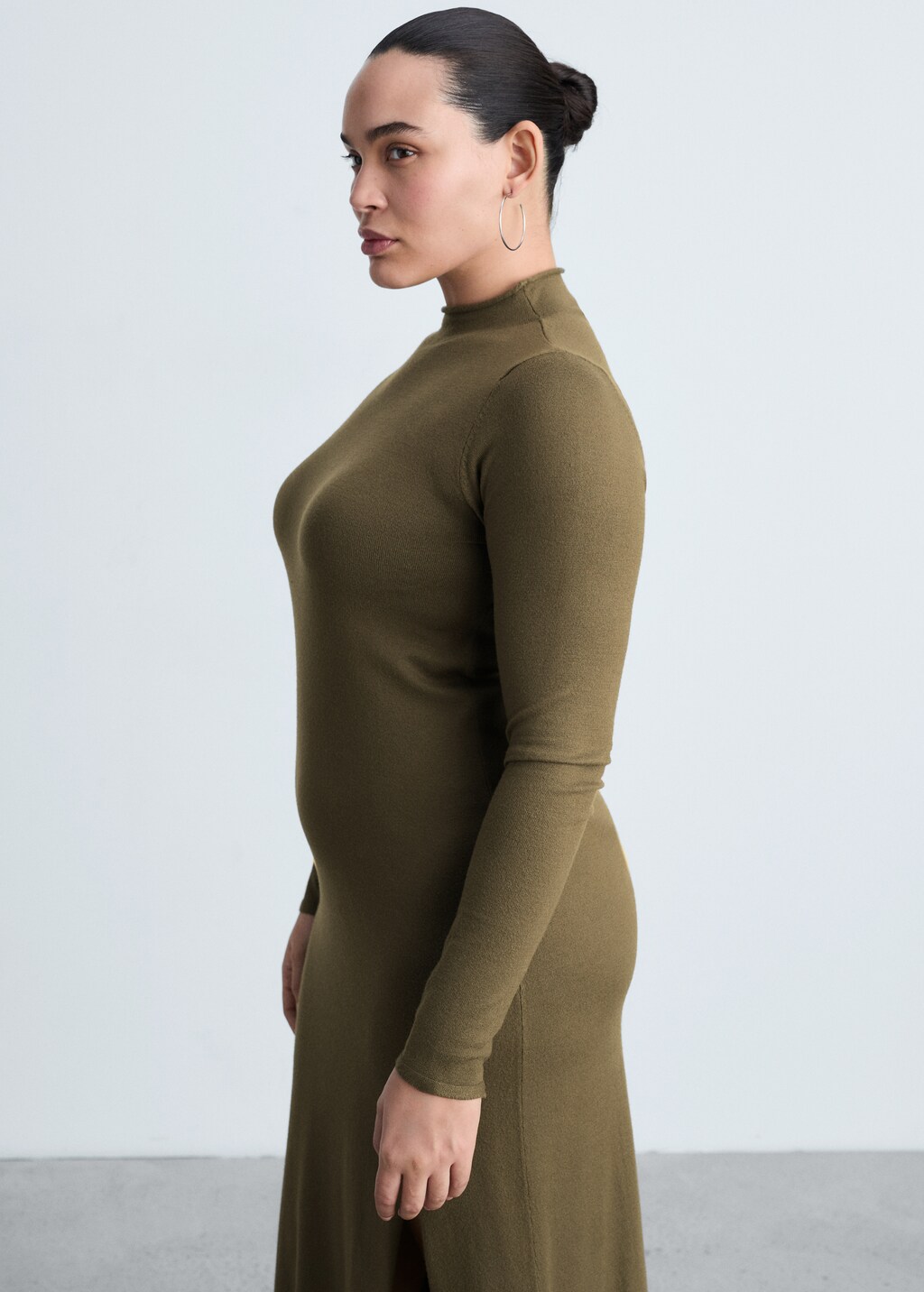 Side slit knit dress - Black