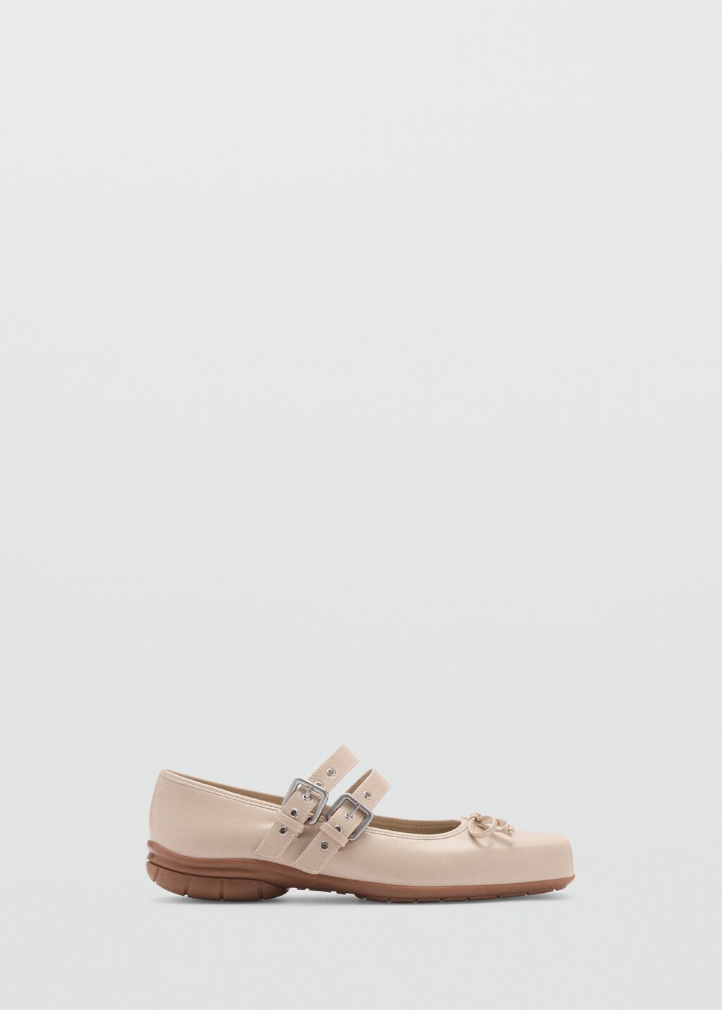 Ballerina shoes with double buckle - Beige