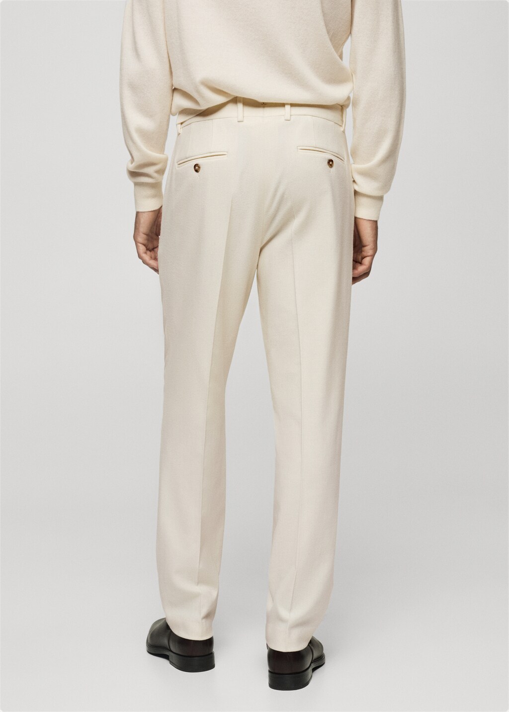 100% virgin wool flannel suit trousers - Dark Navy