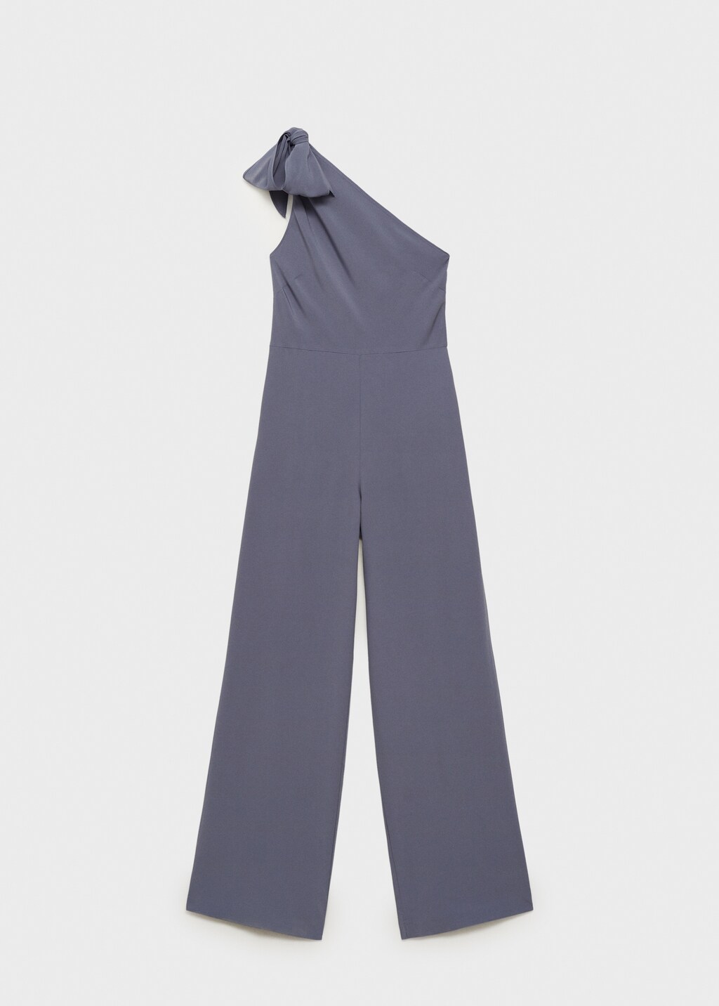 Asymmetrical satin jumpsuit with bow - Charcoal