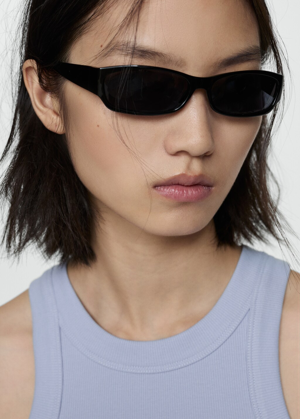 Ribbed cotton-blend top - White