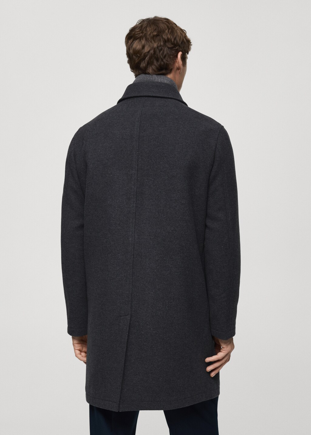 Wool coat with detachable collar - Charcoal
