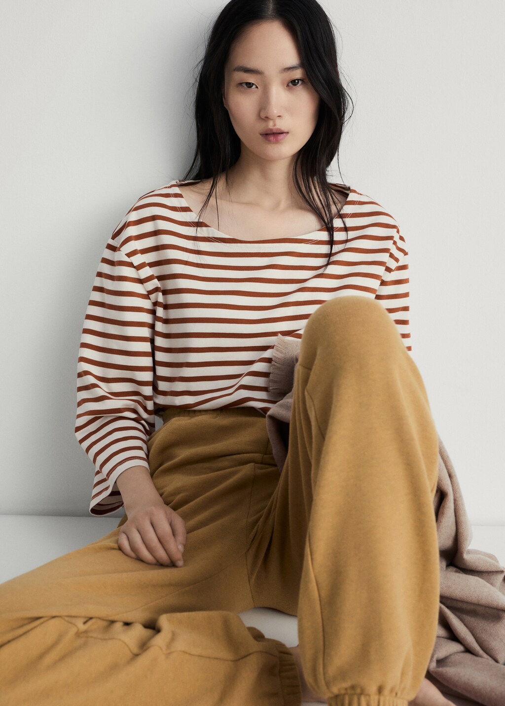 Heather fleece cotton trousers - Plum