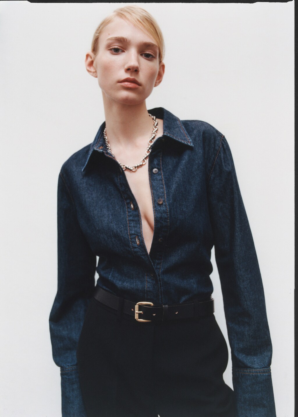 Rinse-wash denim shirt - Open Blue