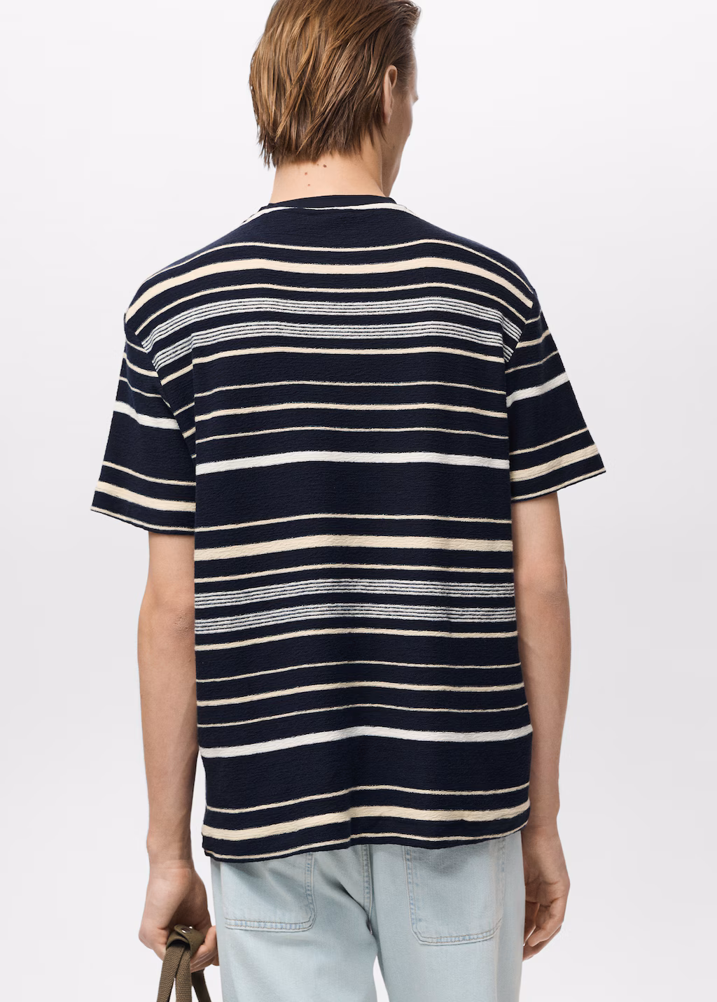100% cotton regular-fit striped t-shirt - Ecru