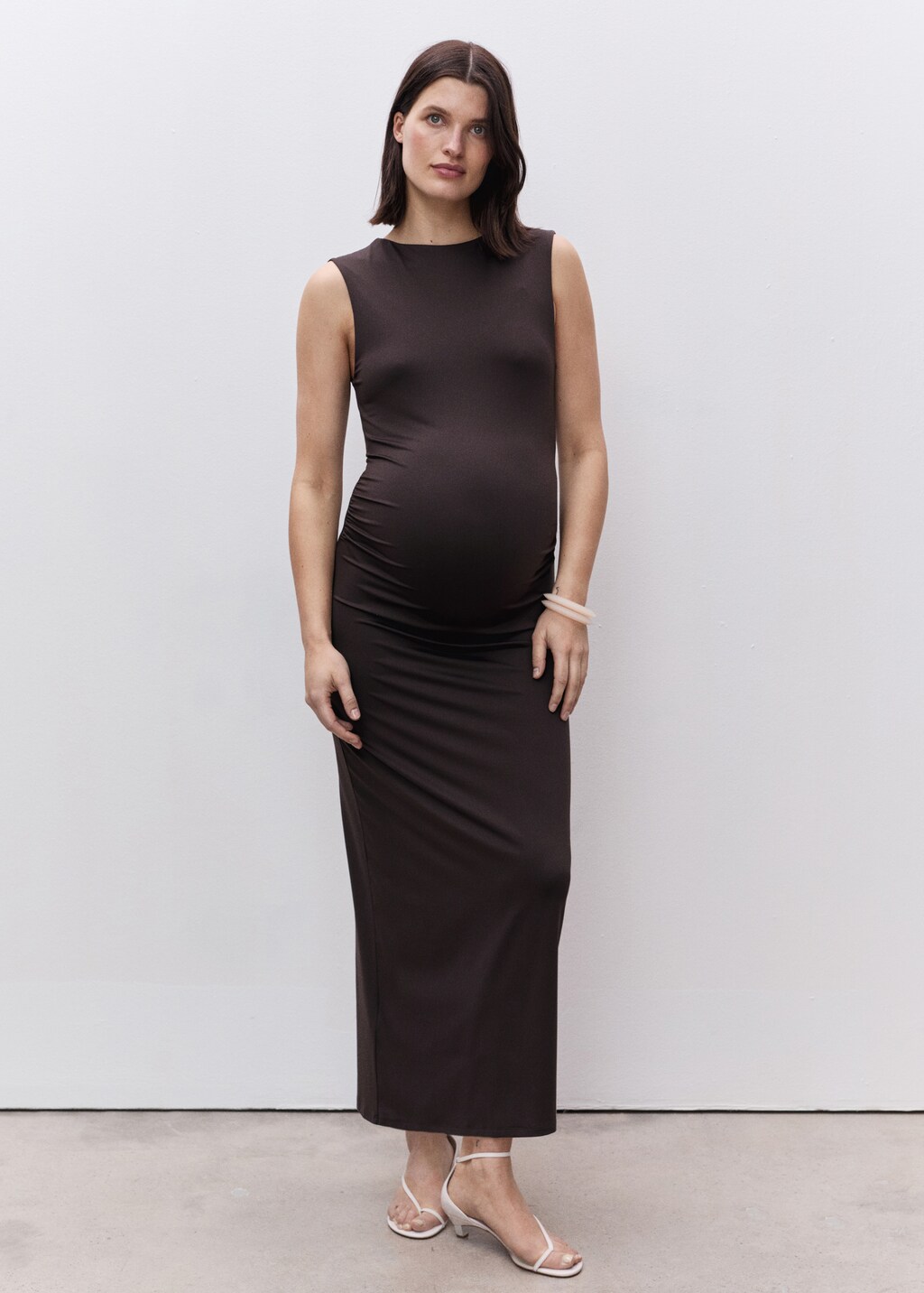 Long dress with back opening - Brown