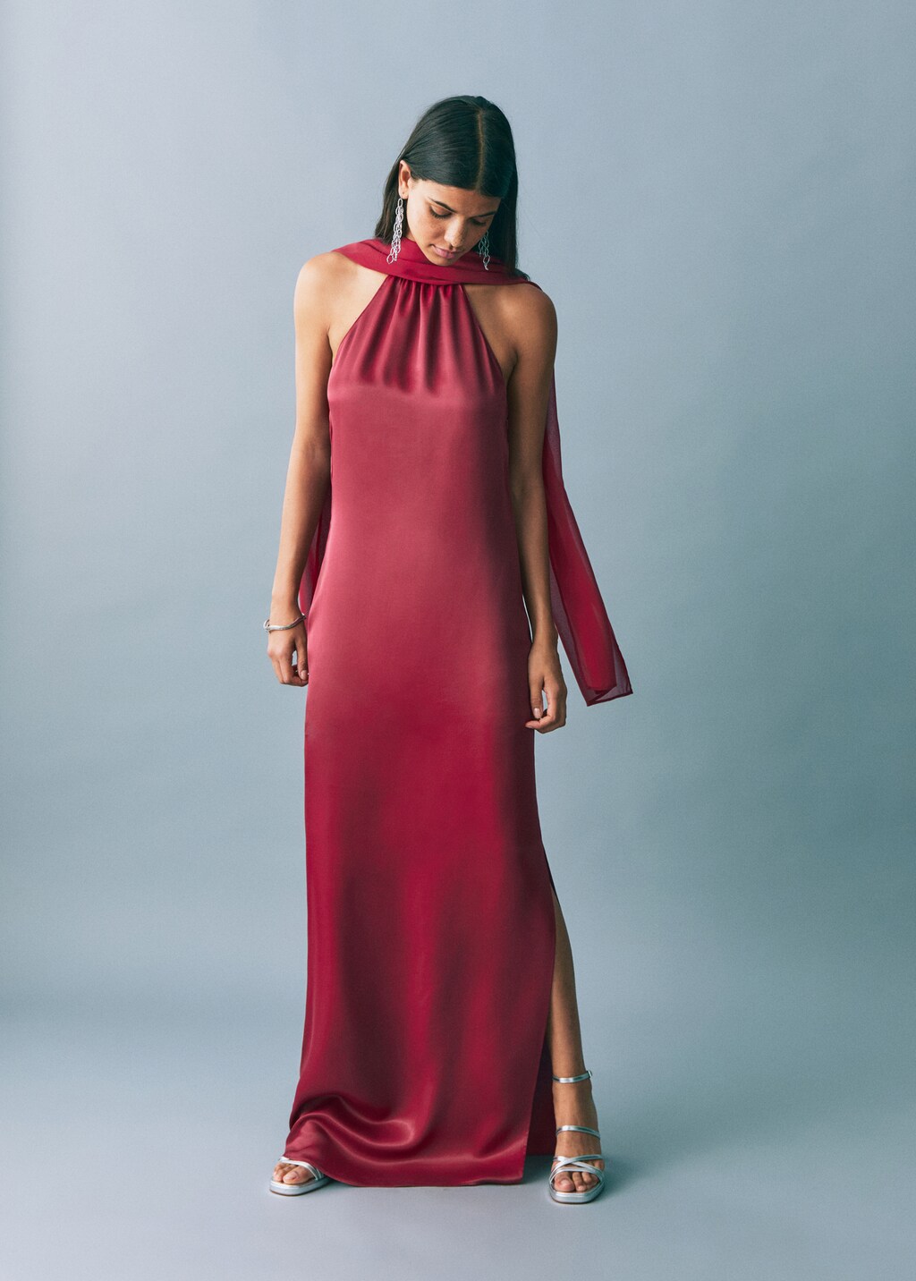 Halter neck dress - Maroon