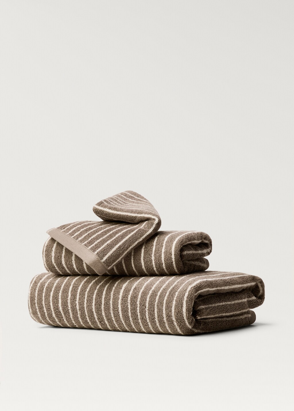 Two-tone striped guest towel - Beige