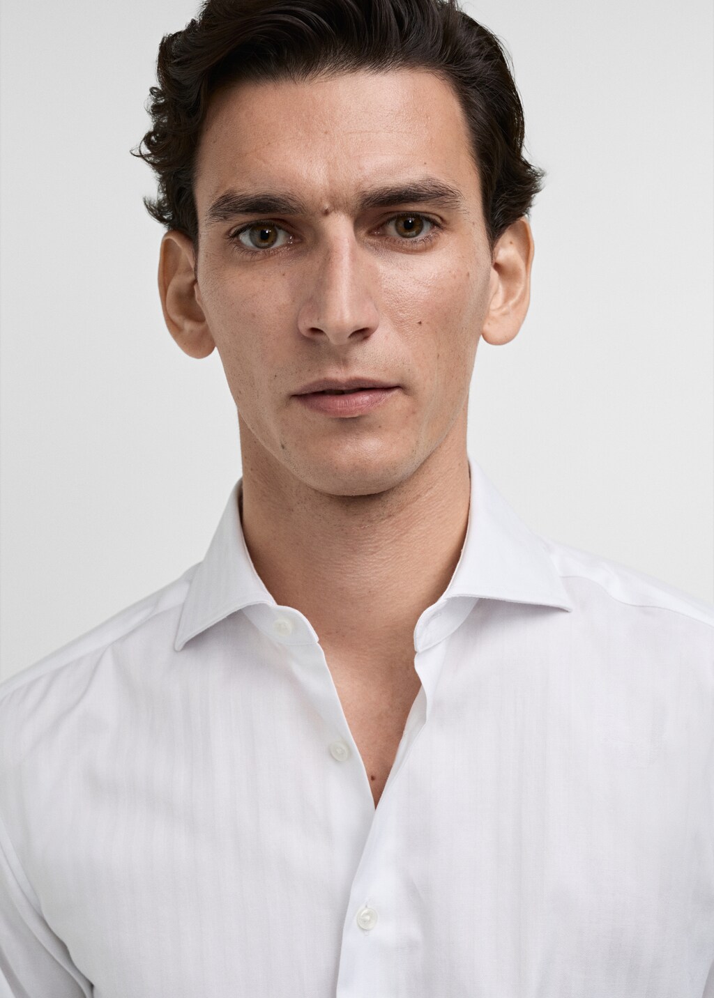 100% cotton slim-fit suit shirt - White