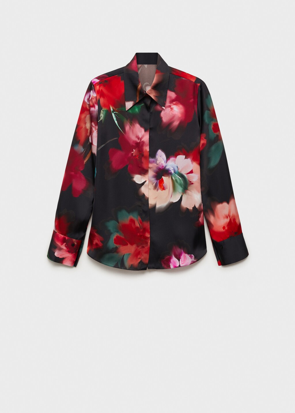 Satin print shirt - Black