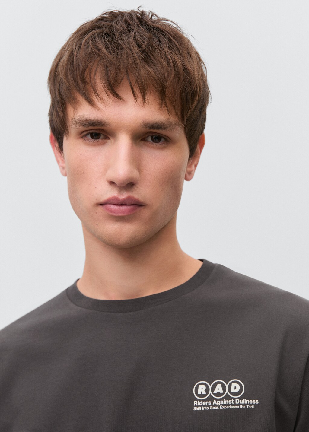 Printed cotton-blend T-shirt - Charcoal