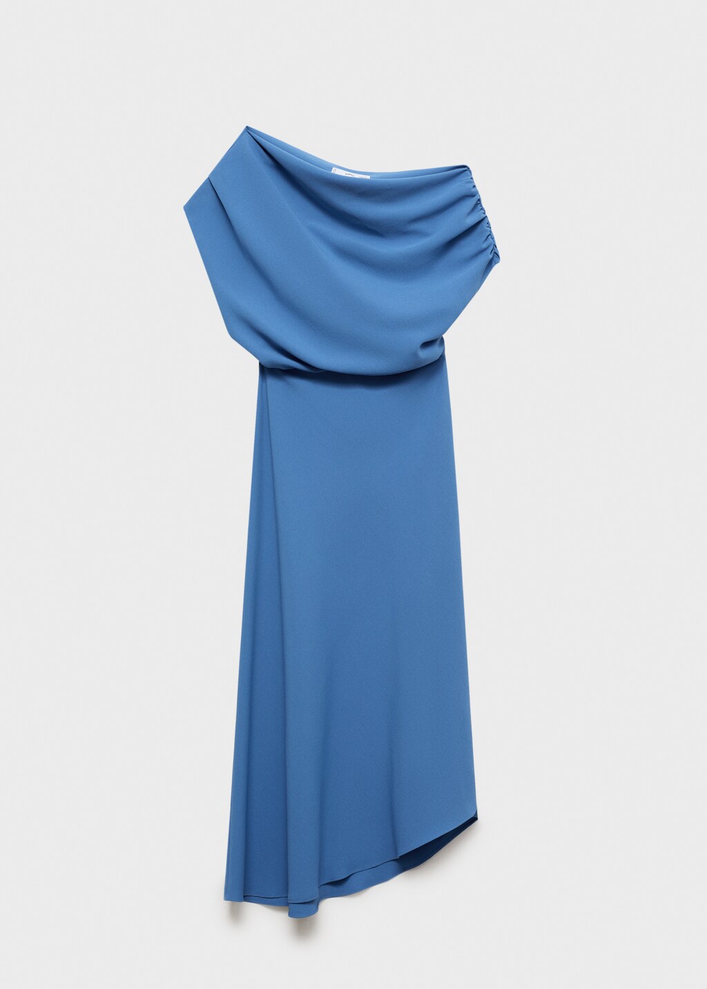 Asymmetrical-neck midi-dress - Blue