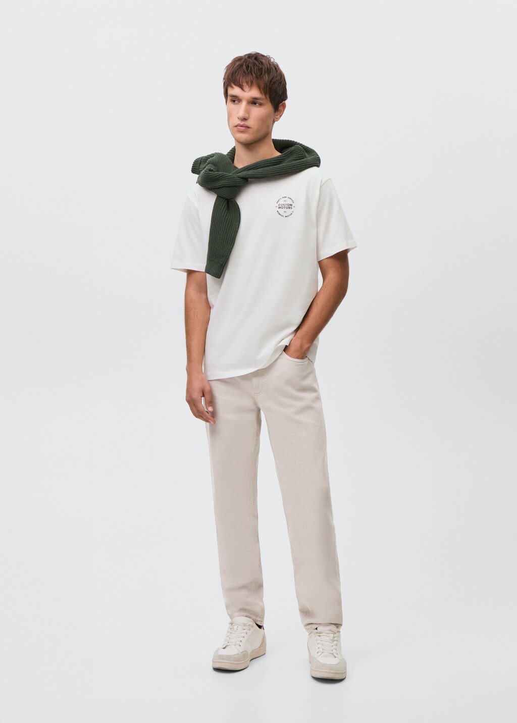 Printed cotton-blend t-shirt - Off White