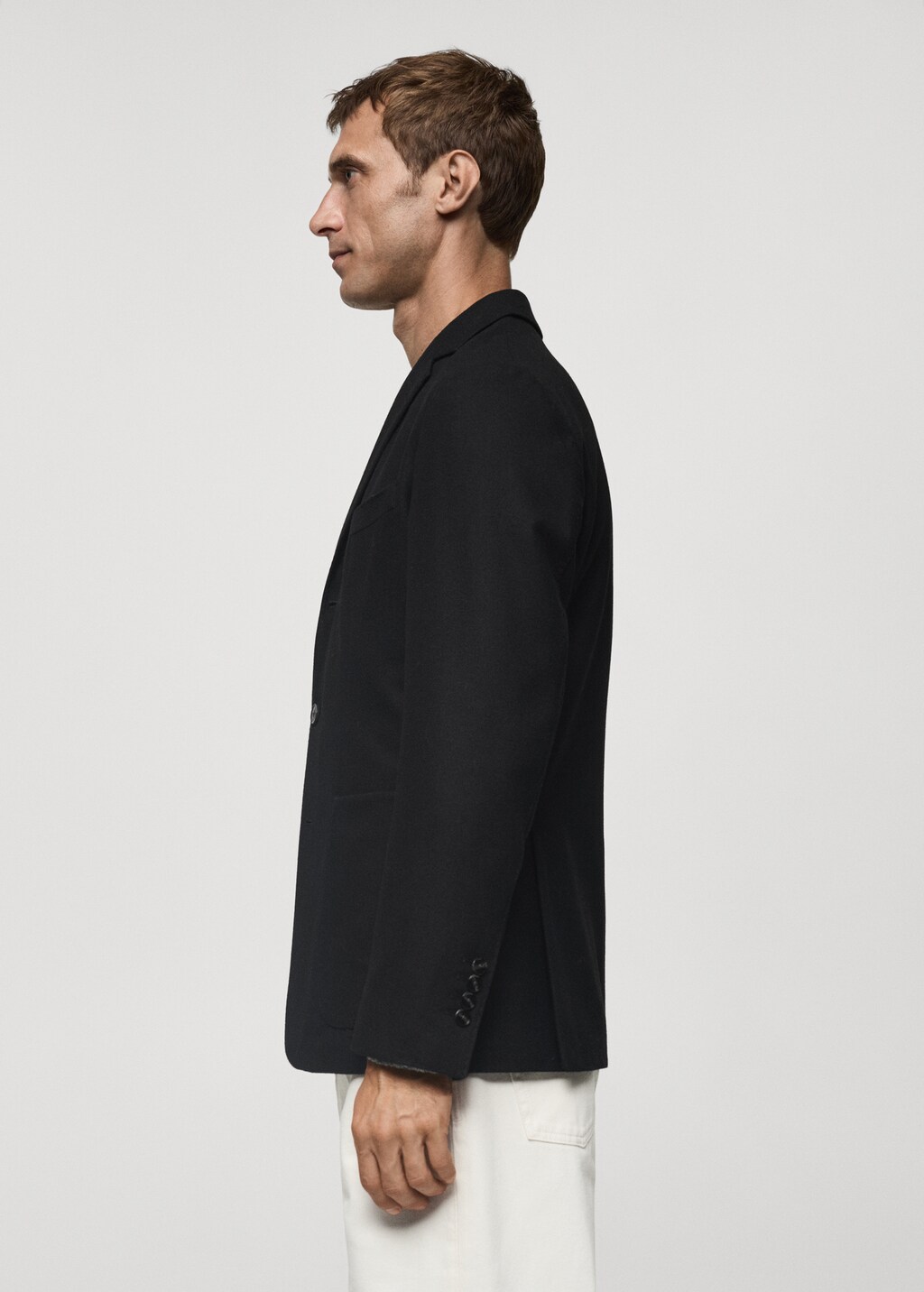 Recycled wool slim-fit jacket - Black