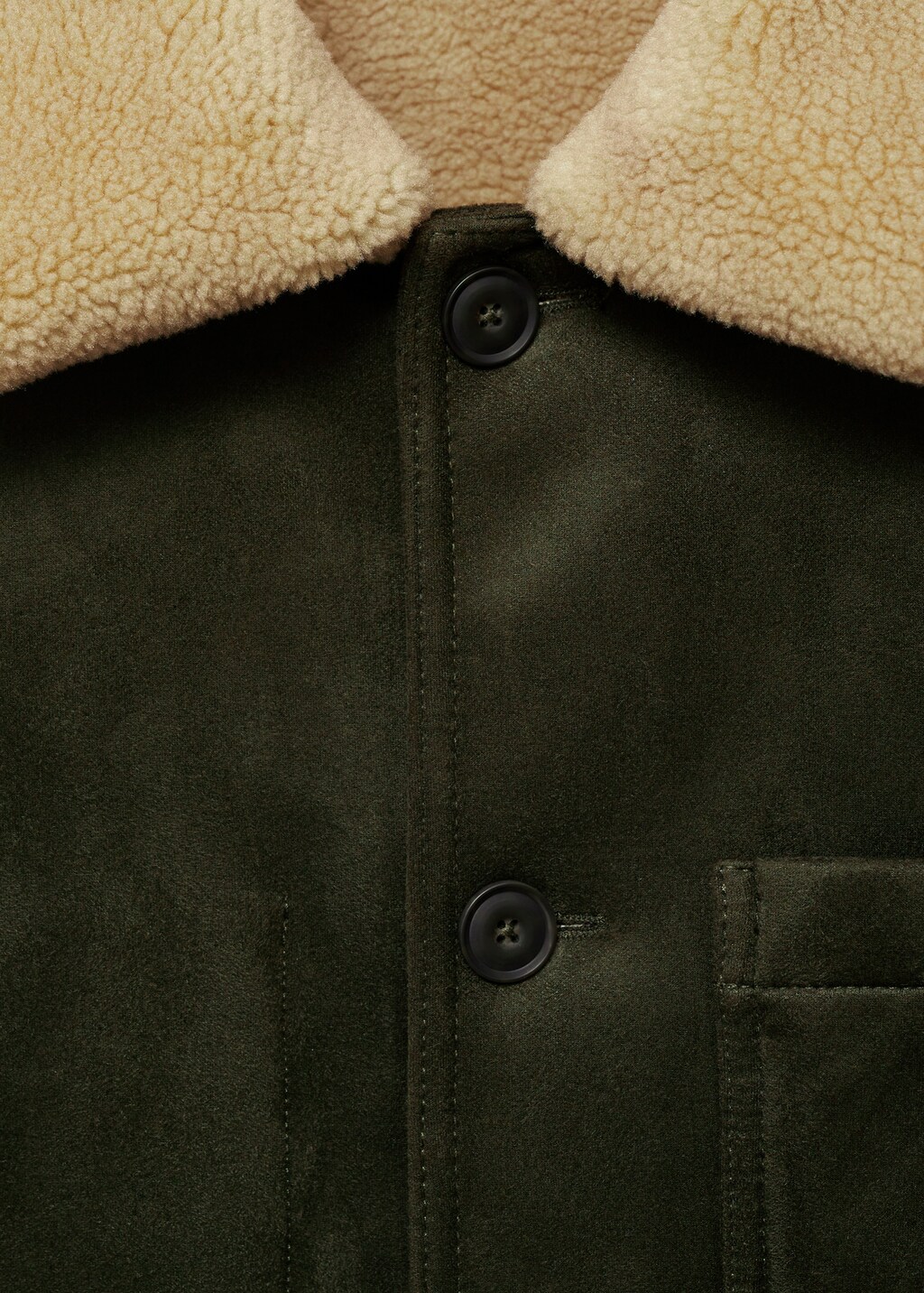 Double face jacket with fleece lining - Khaki