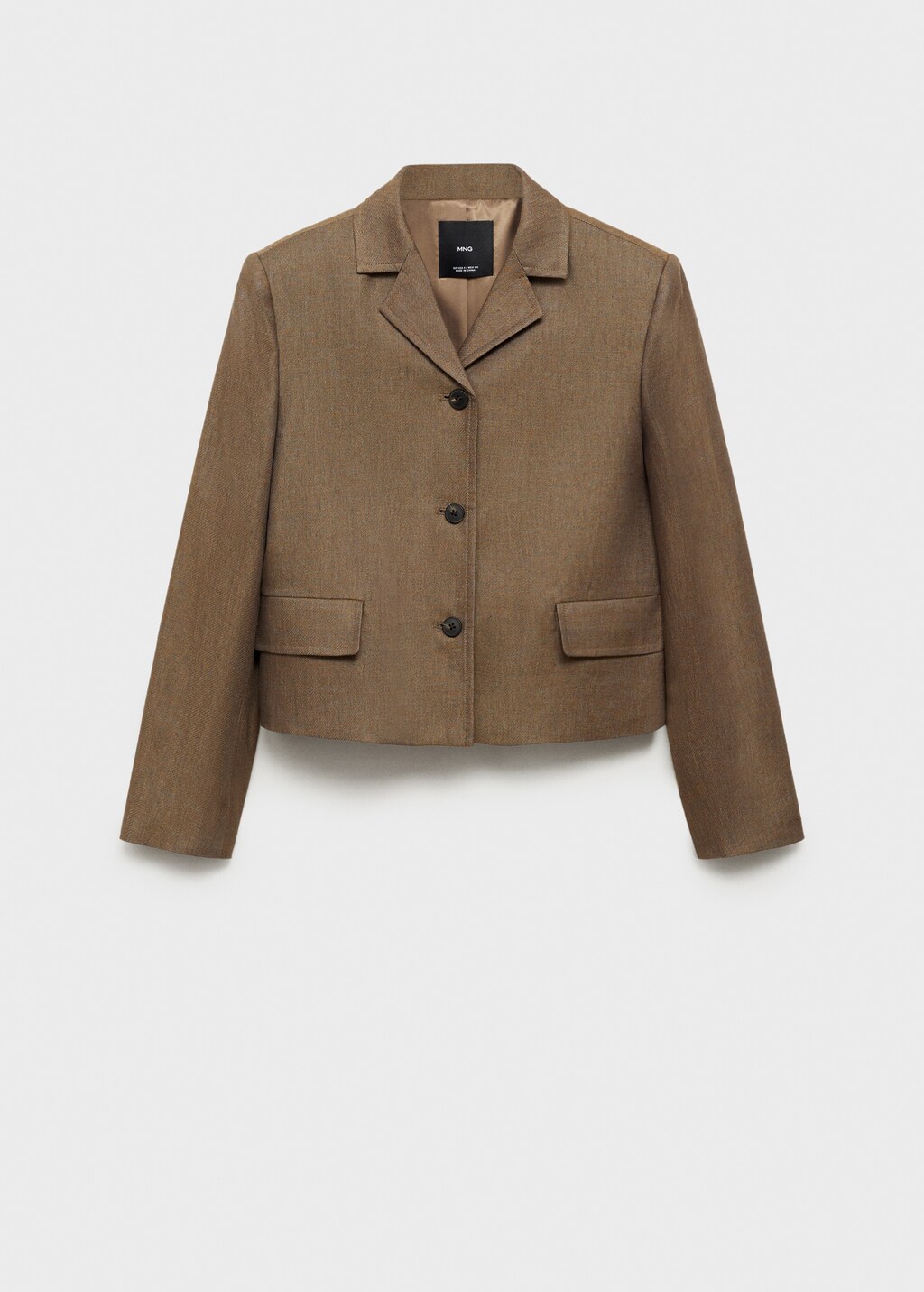 Linen-blend cropped jacket - Chocolate