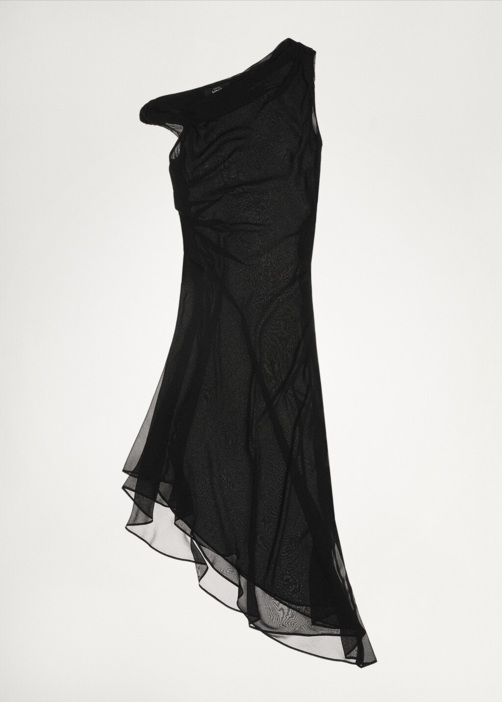 Asymmetric draped gown - Black