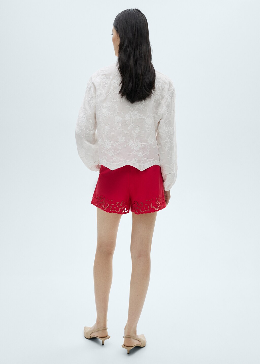 Cotton blouse with embroidered details - White