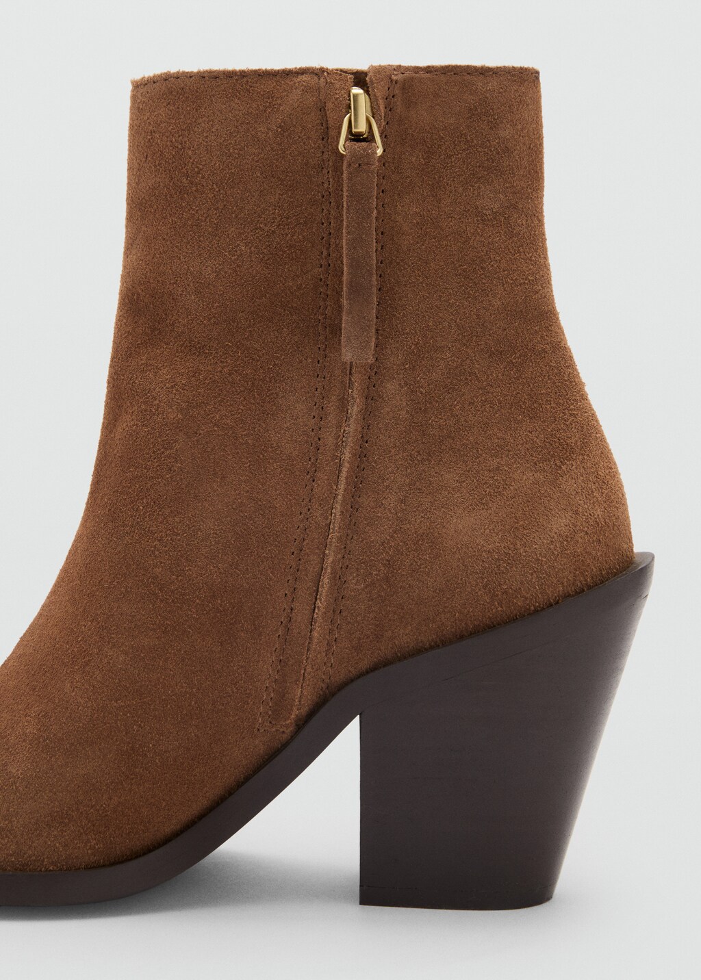 Heel suede ankle boot - Tobacco Brown