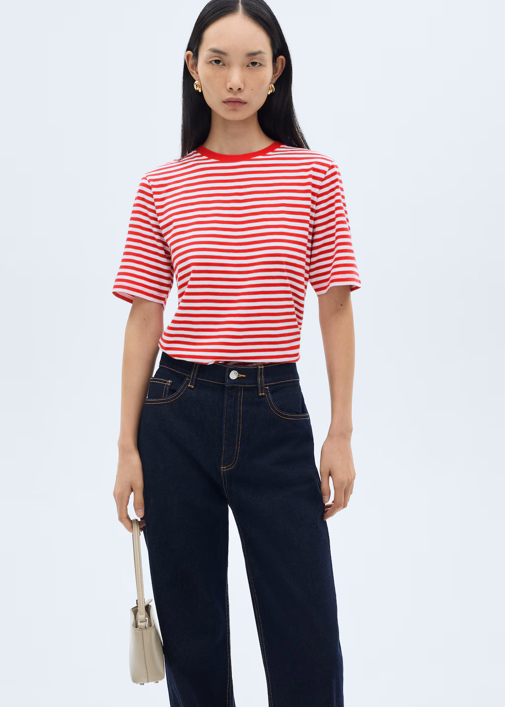Striped cotton T-shirt - Navy