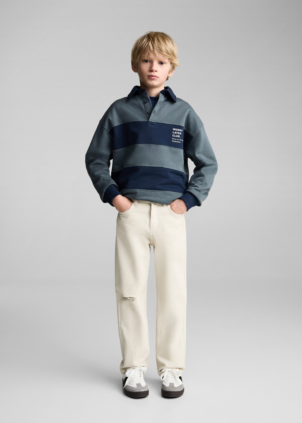 Ripped straight jeans - Sand