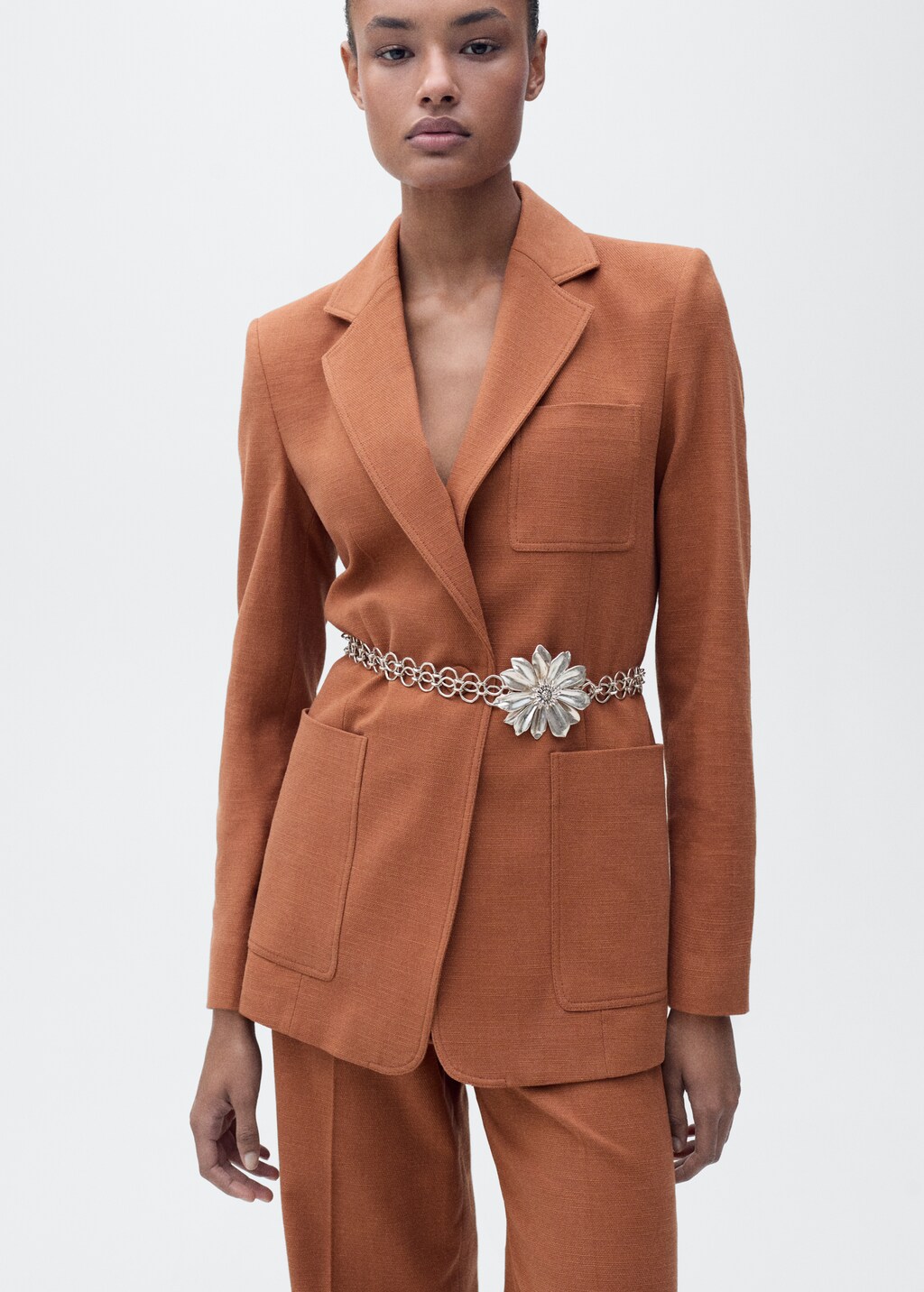 Cotton and linen-blend suit trousers - Caramel