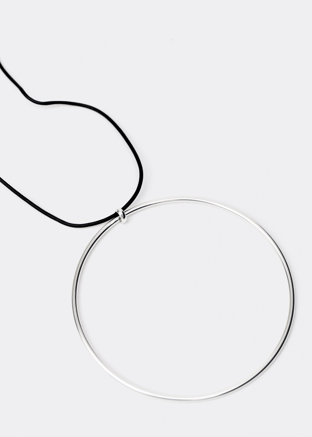 Maxi leather hoop necklace - Silver